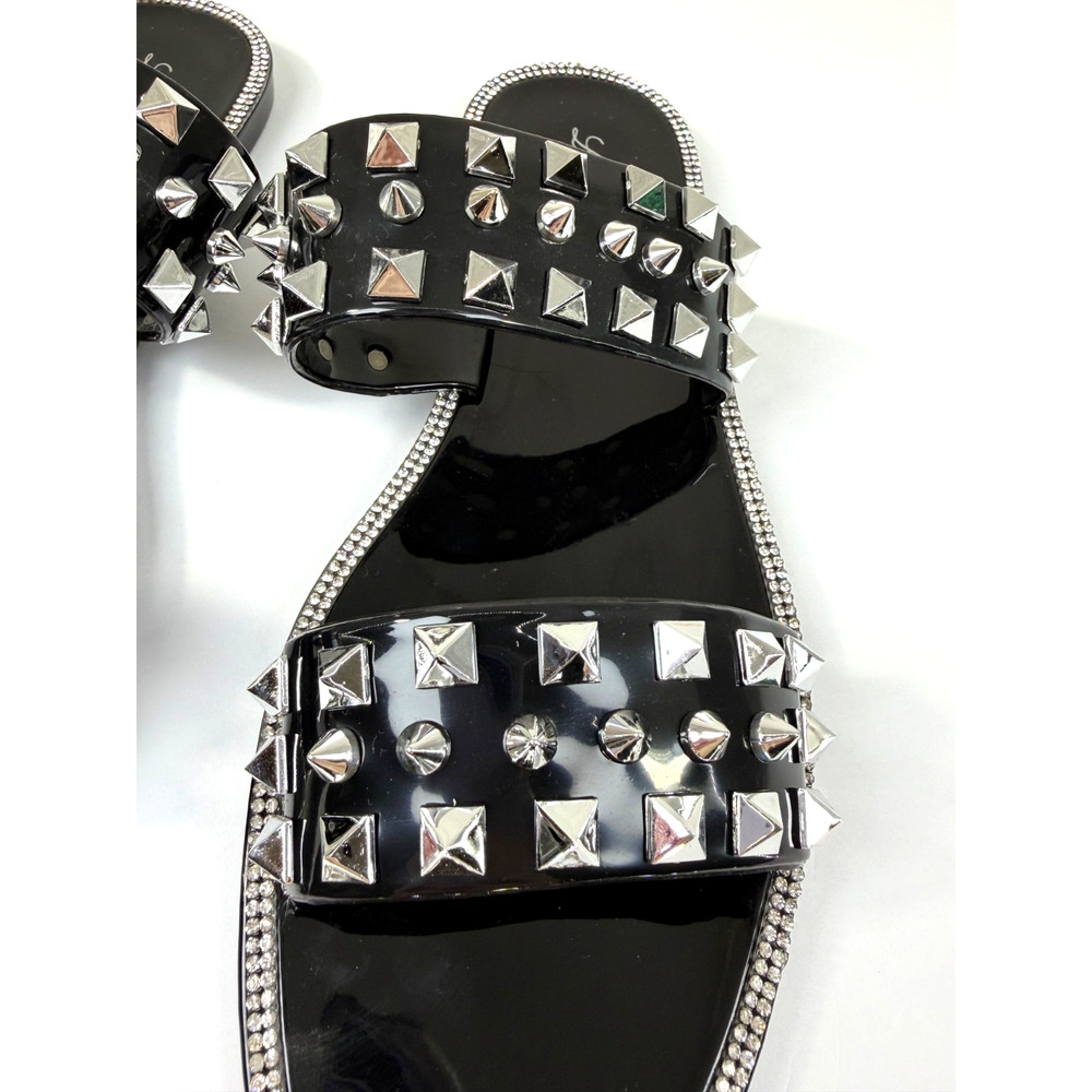 Lauren Lorraine Studley Black Gel Studded Sandals Size 6 Sparkly Rockstud NIB - Picture 6 of 9